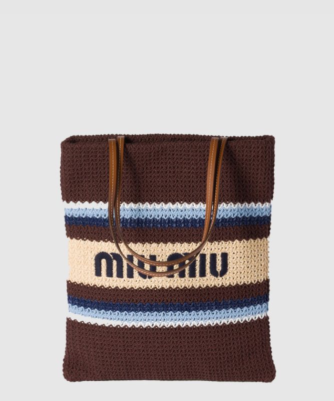 미우미우 라피아 효과의 짠 토트백 5BG248