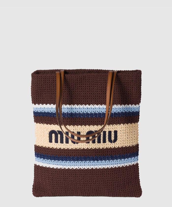 미우미우 라피아 효과의 짠 토트백 5BG248