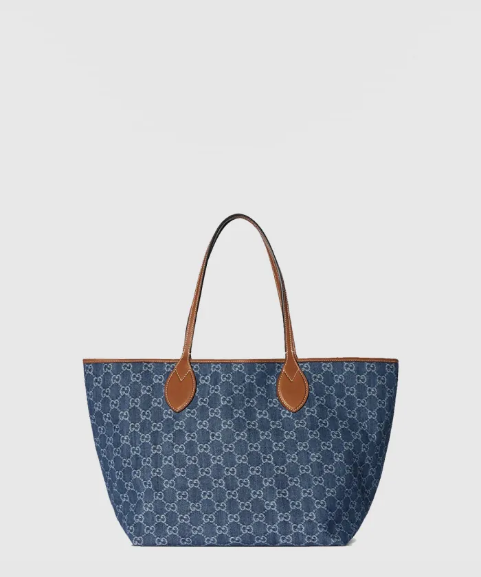 구찌 미디엄 토트백 블루 데님 820481