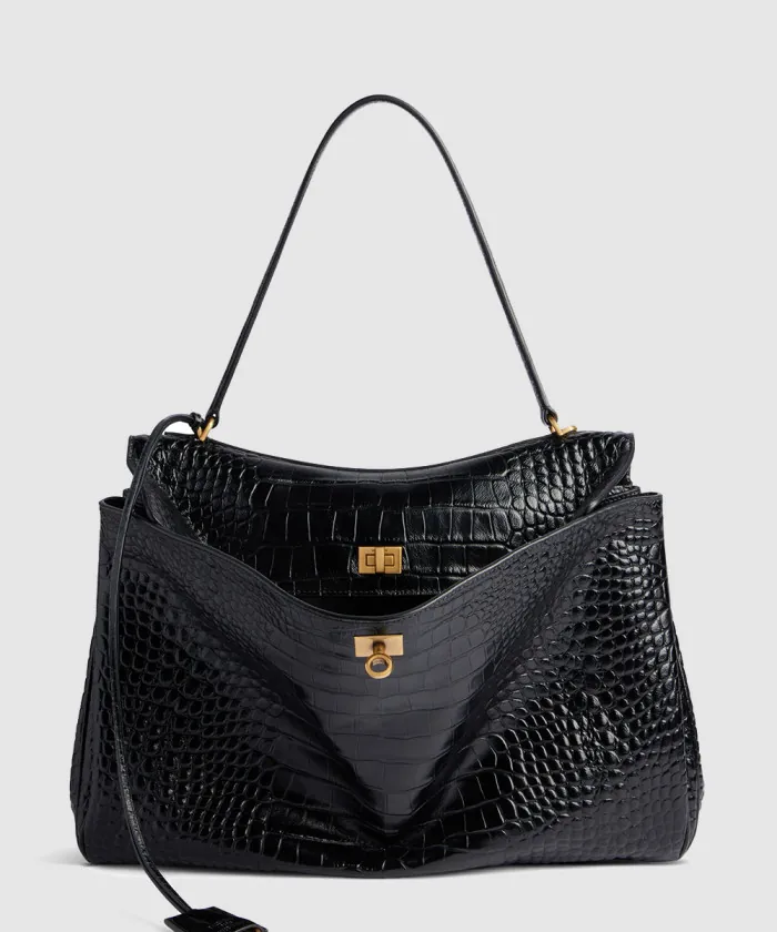발렌시아가 로데오 라지 크로커다일 엠보싱 핸드백 789744