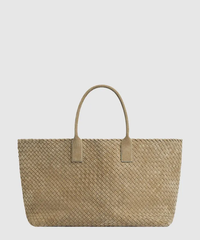 보테가베네타 카바 라지 인트레치아토 스웨이드 토트 608811