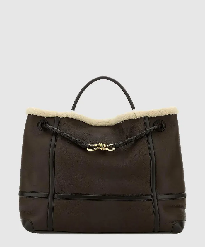 보테가베네타 안디아모 시어링 레더 라지 토트백 806085