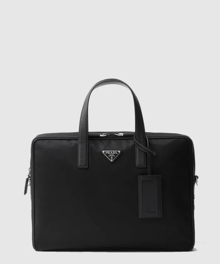 프라다 리나일론 및 사피아노 가죽 브리프케이스 2VE005