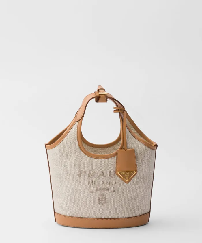 프라다 리넨 혼방 및 가죽 미니 버클 1BE074