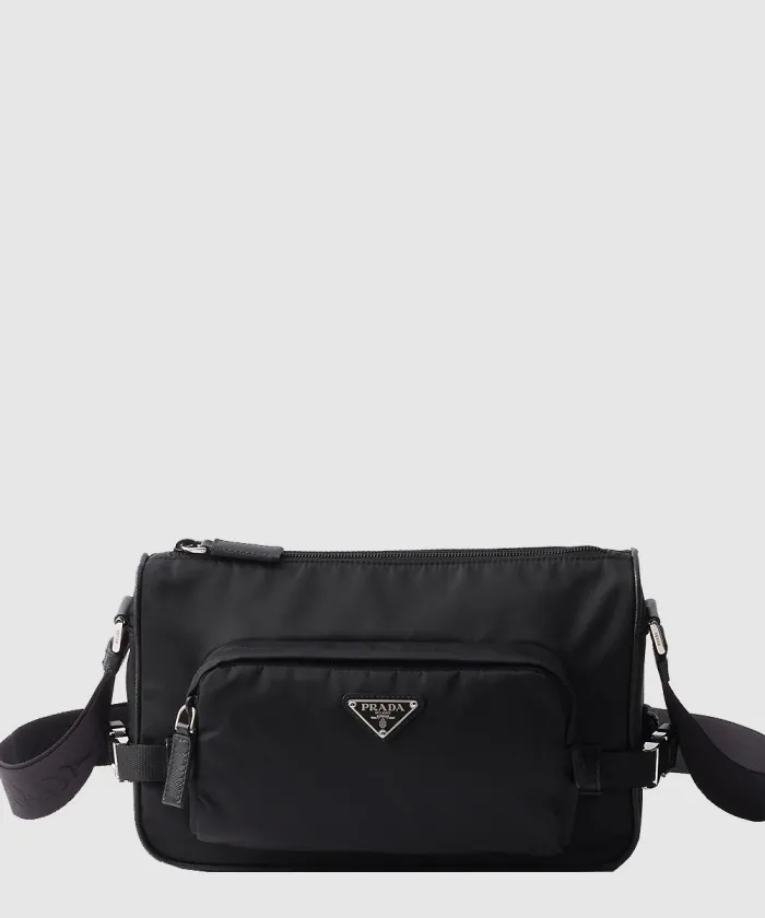 프라다 미디엄 리나일론 및 사피아노 가죽 숄더 백 2VH192