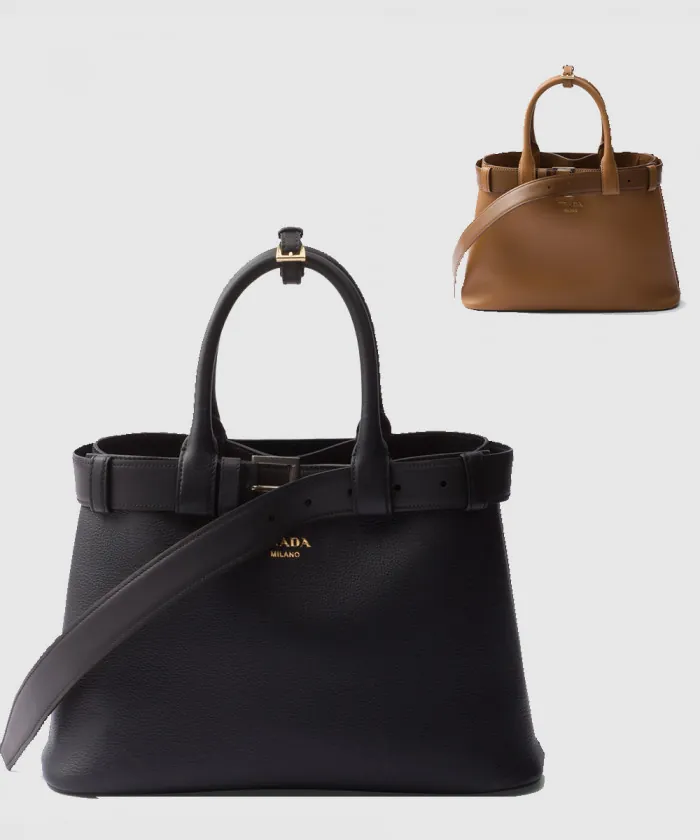 프라다 버클 미디엄 가죽 핸드백 1BA434