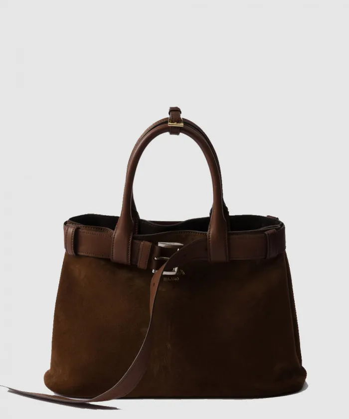 프라다 버클 미디엄 스웨이드 핸드백 1BA434