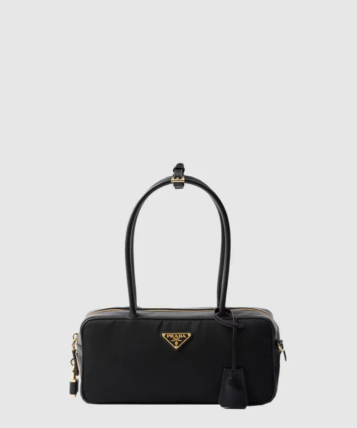 프라다 자물쇠가 있는 스몰 리나일론 및 가죽 탑 핸들백 1BB133
