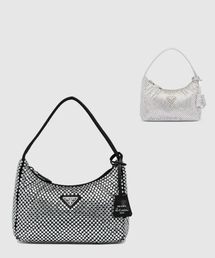 프라다 크리스탈 새틴 호보백 1NE515