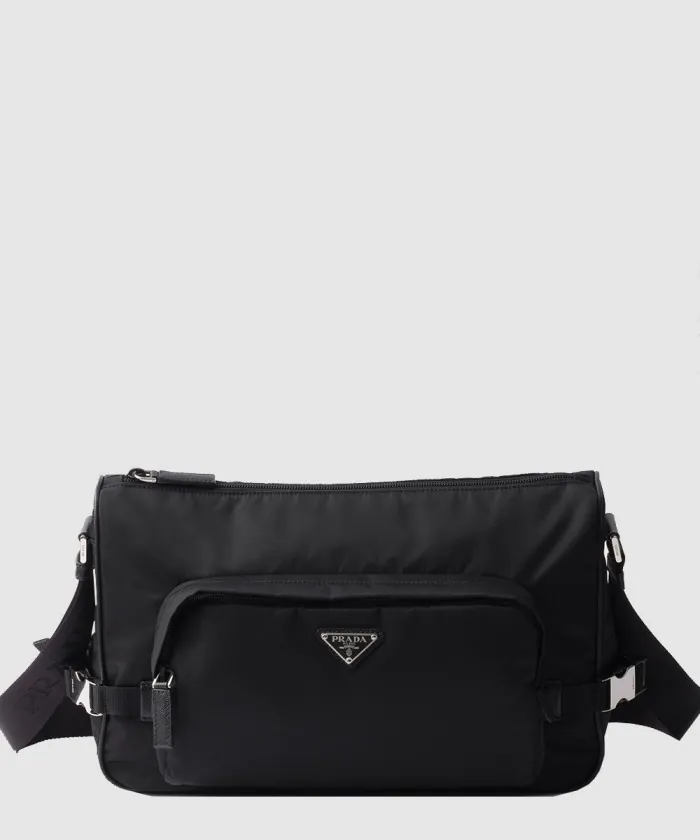 프라다 라지 리나일론 및 사피아노 가죽 숄더백 2VH191