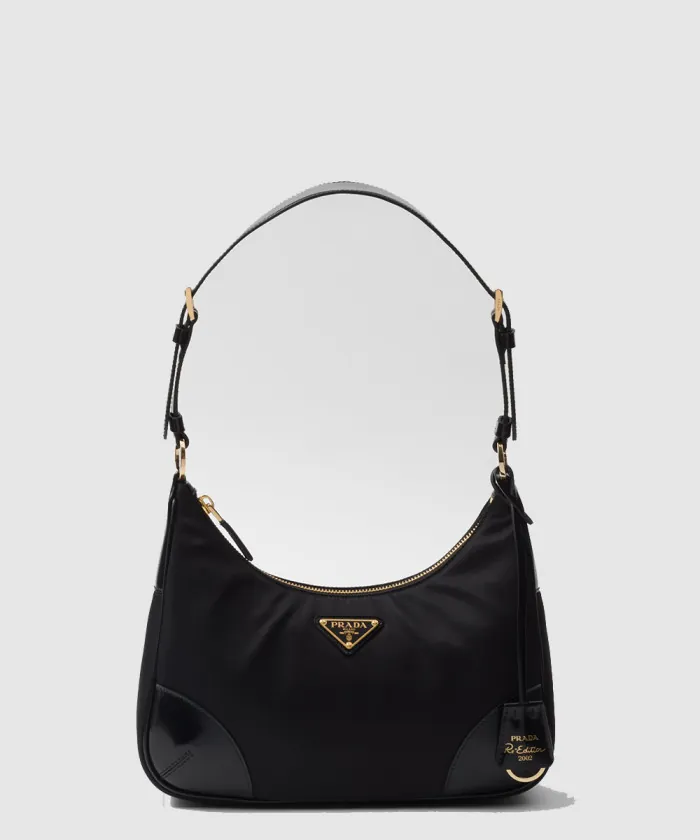 프라다 리나일론 및 브러쉬드 가죽 숄더백 1BC214