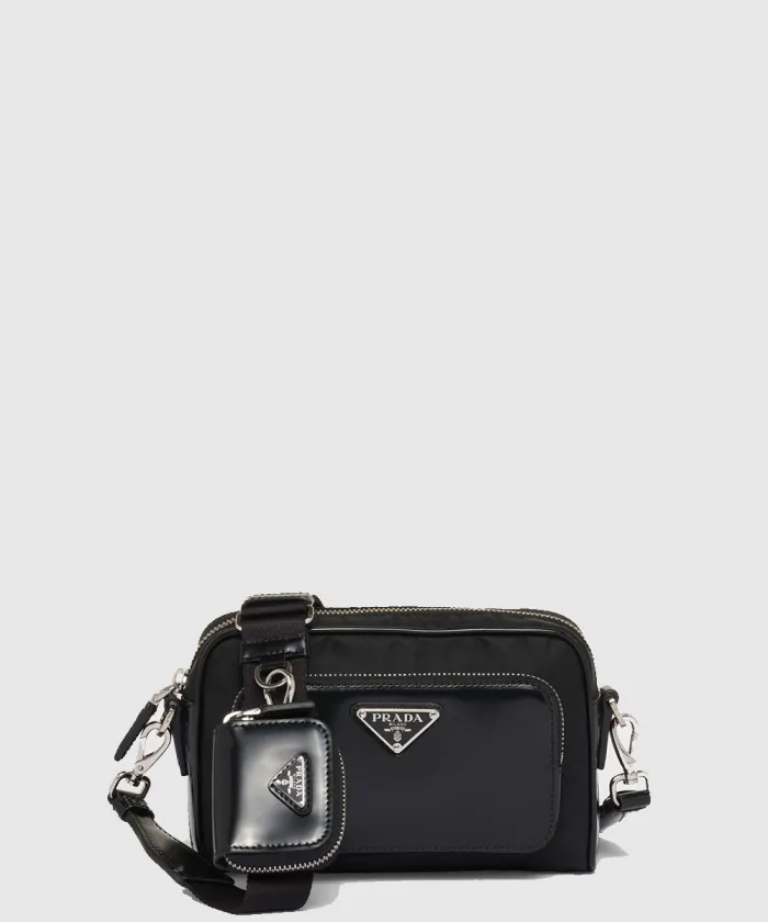 프라다 리나일론 및 브러쉬드 가죽 숄더백 2VH172