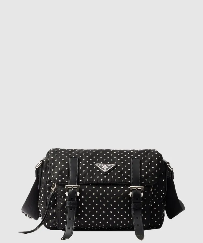 프라다 스터드 장식 리나일론 숄더백 1BD382