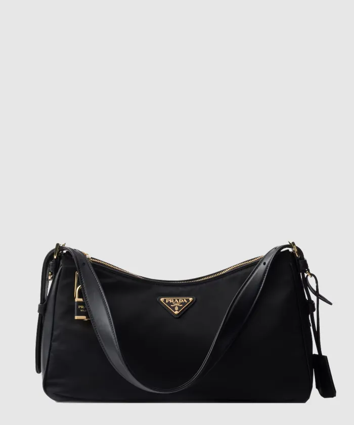 프라다 자물쇠가 있는 프라다 에메 라지 리나일론 및 가죽 숄더백 1BC232