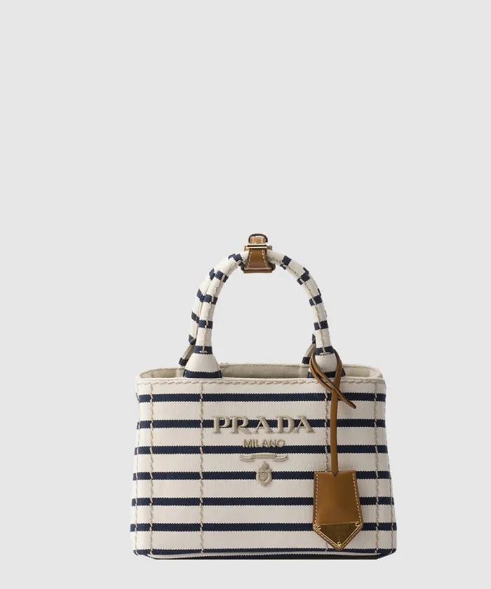 프라다 스트라이프 코튼 캔버스 미니백 1BA038