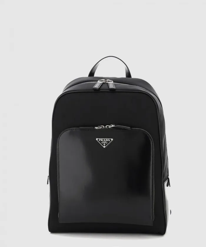 프라다 삼각로고 브러쉬드 레더 나일론 백팩 2VZ084