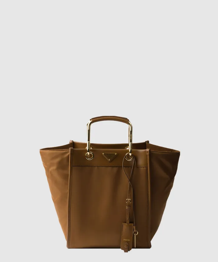 프라다 리나일론 및 가죽 미디엄 토트백 1BG578