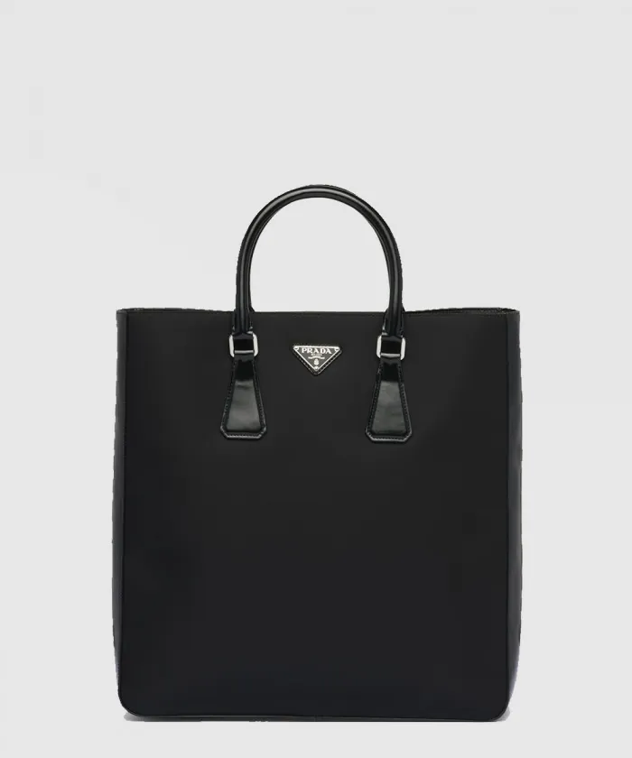 프라다 리나일론 및 브러쉬드 가죽 토트백 2VG115
