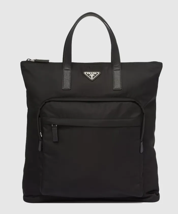 프라다 리나일론 및 사피아노 가죽 토트백 2VG098