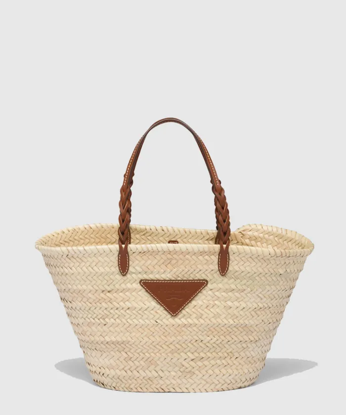 프라다 트리밍 천연 패브릭 토트백 1BG314