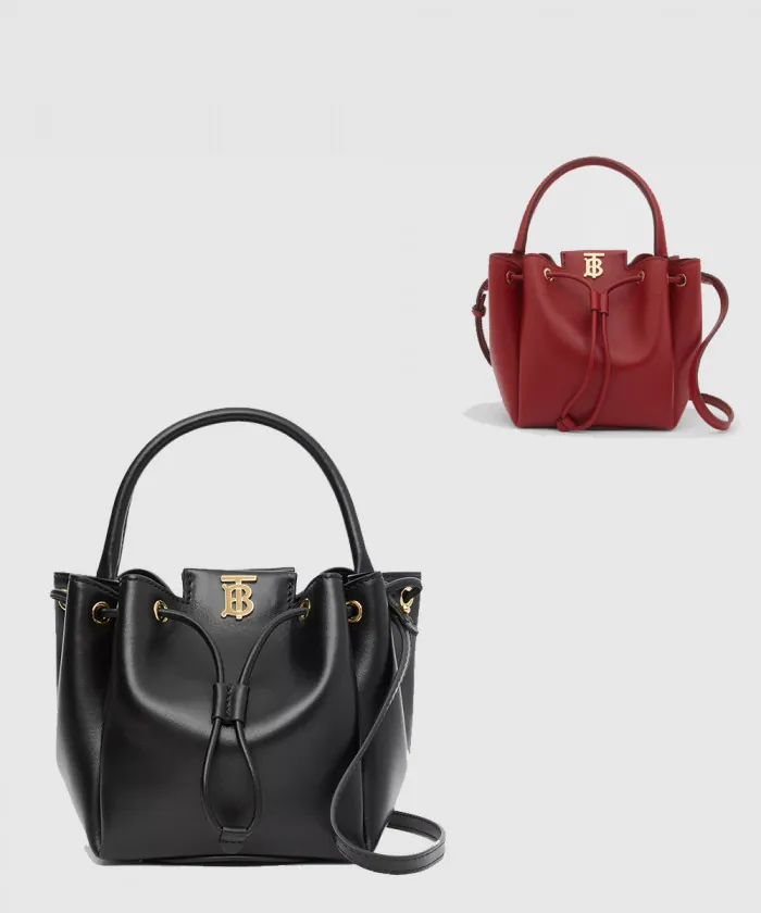 버버리 TB 모티프 레더 버킷백 80285411