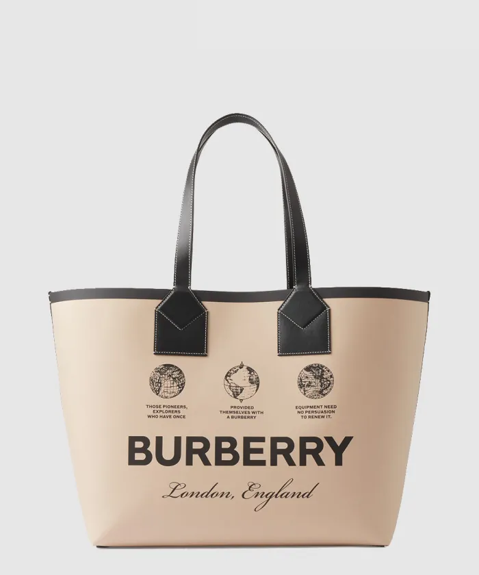 버버리 라벨 프린트 런던 토트백 라지 80631221